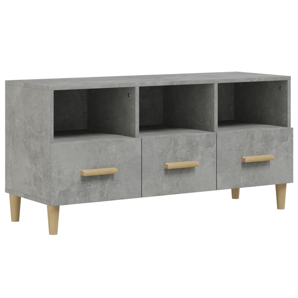 Meuble TV gris béton 102x36x50 cm bois d'ingénierie