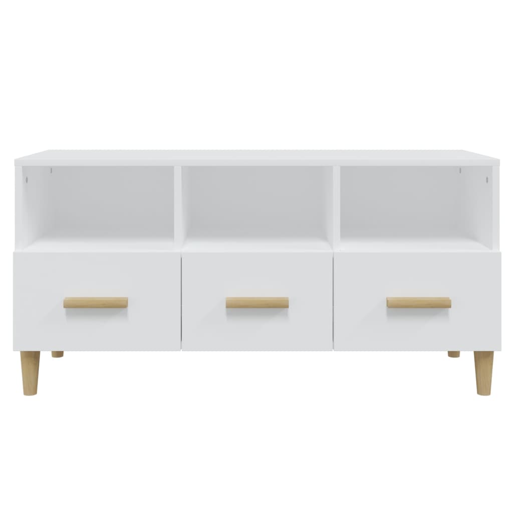 TV cabinet Glossy white 102x36x50 cm Engineered wood