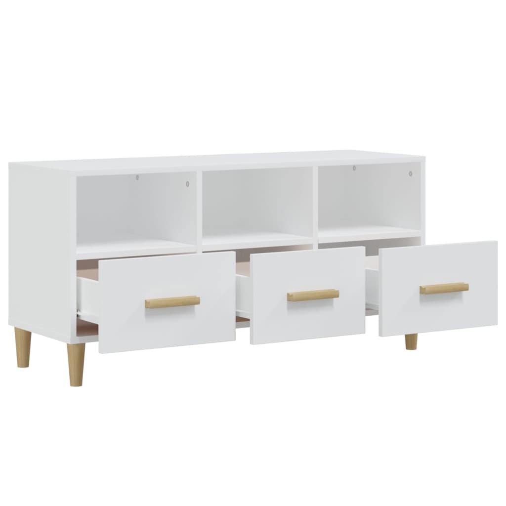 TV cabinet Glossy white 102x36x50 cm Engineered wood