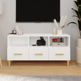 TV cabinet Glossy white 102x36x50 cm Engineered wood