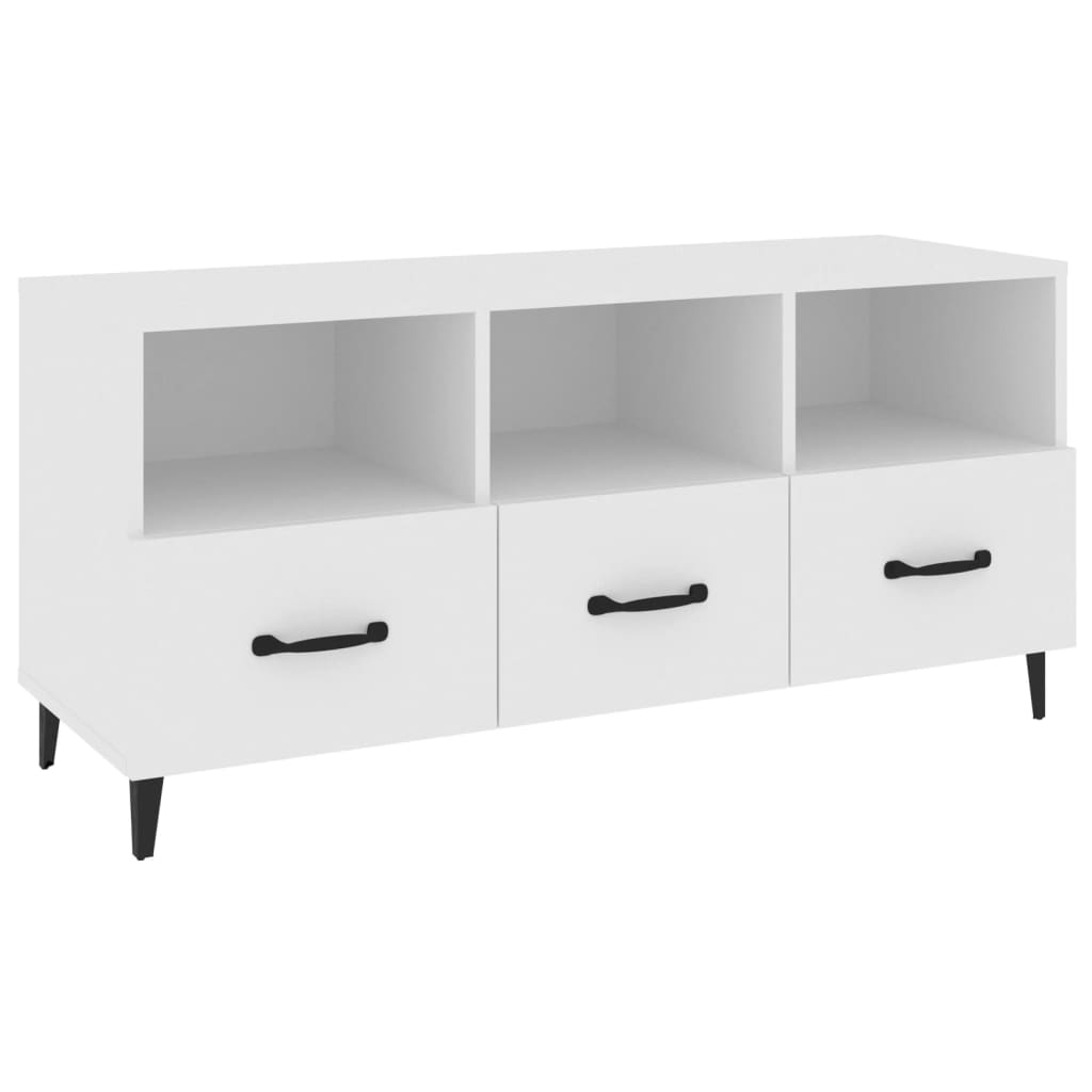 White TV cabinet 102x35x50 cm Engineered wood