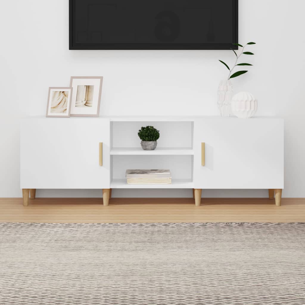 White TV cabinet 150x30x50 cm Engineered wood