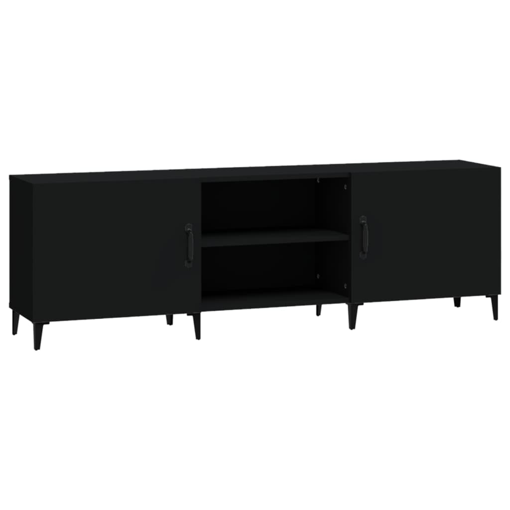 Black TV cabinet 150x30x50 cm engineered wood