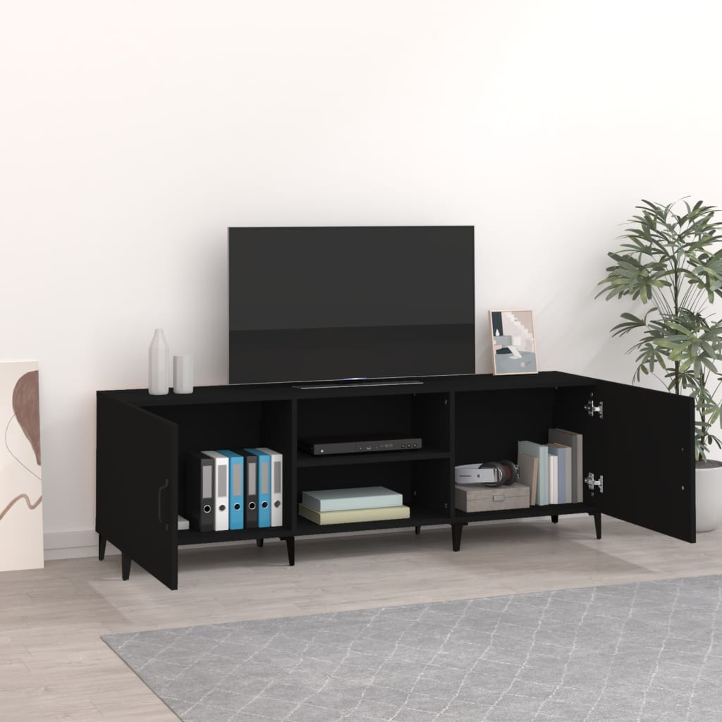 Black TV cabinet 150x30x50 cm engineered wood