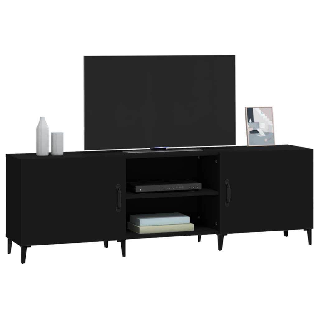 Black TV cabinet 150x30x50 cm engineered wood