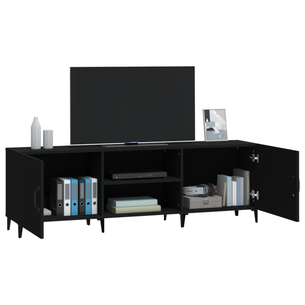 Black TV cabinet 150x30x50 cm engineered wood