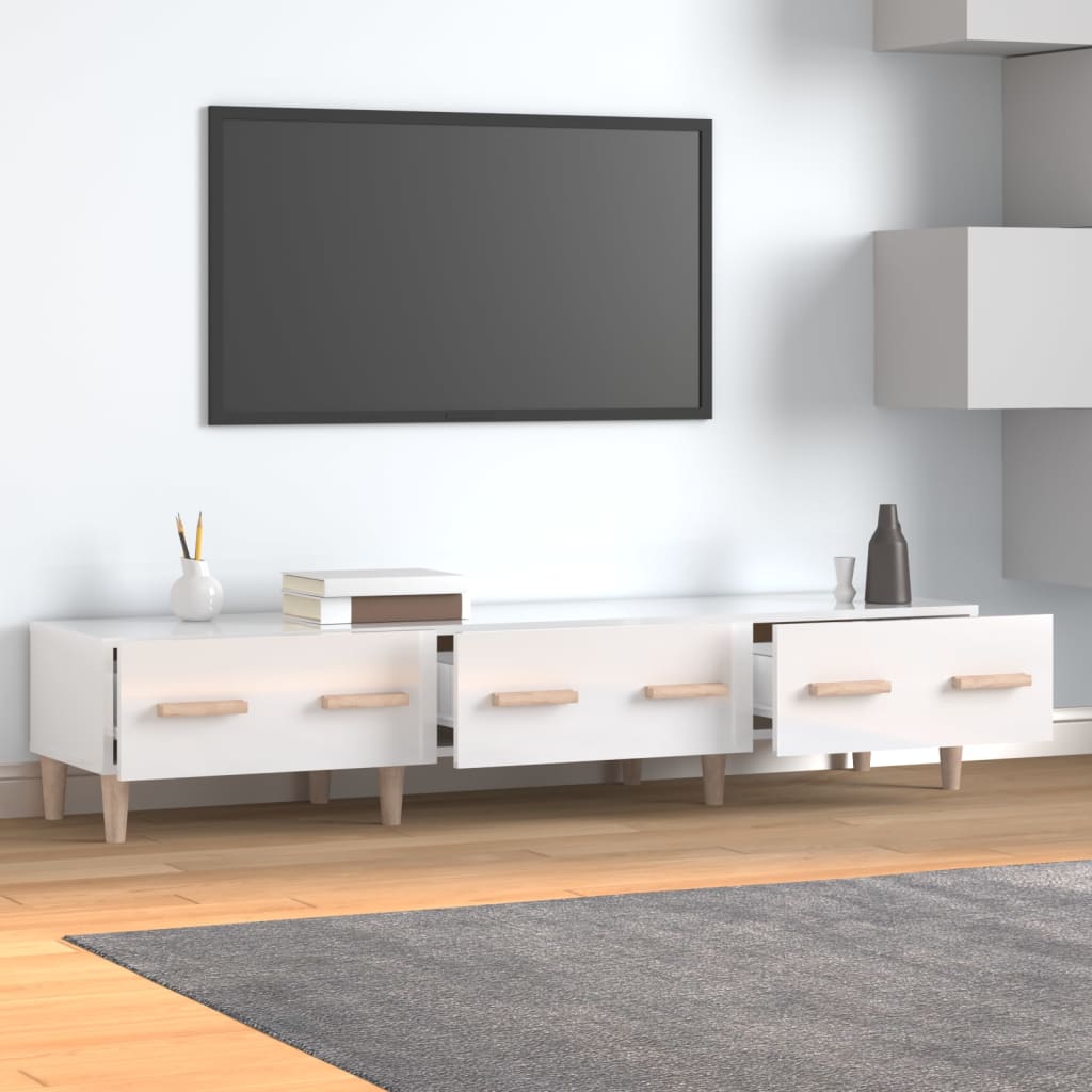 Meuble TV Blanc brillant 150x34,5x30 cm Bois d'ingénierie