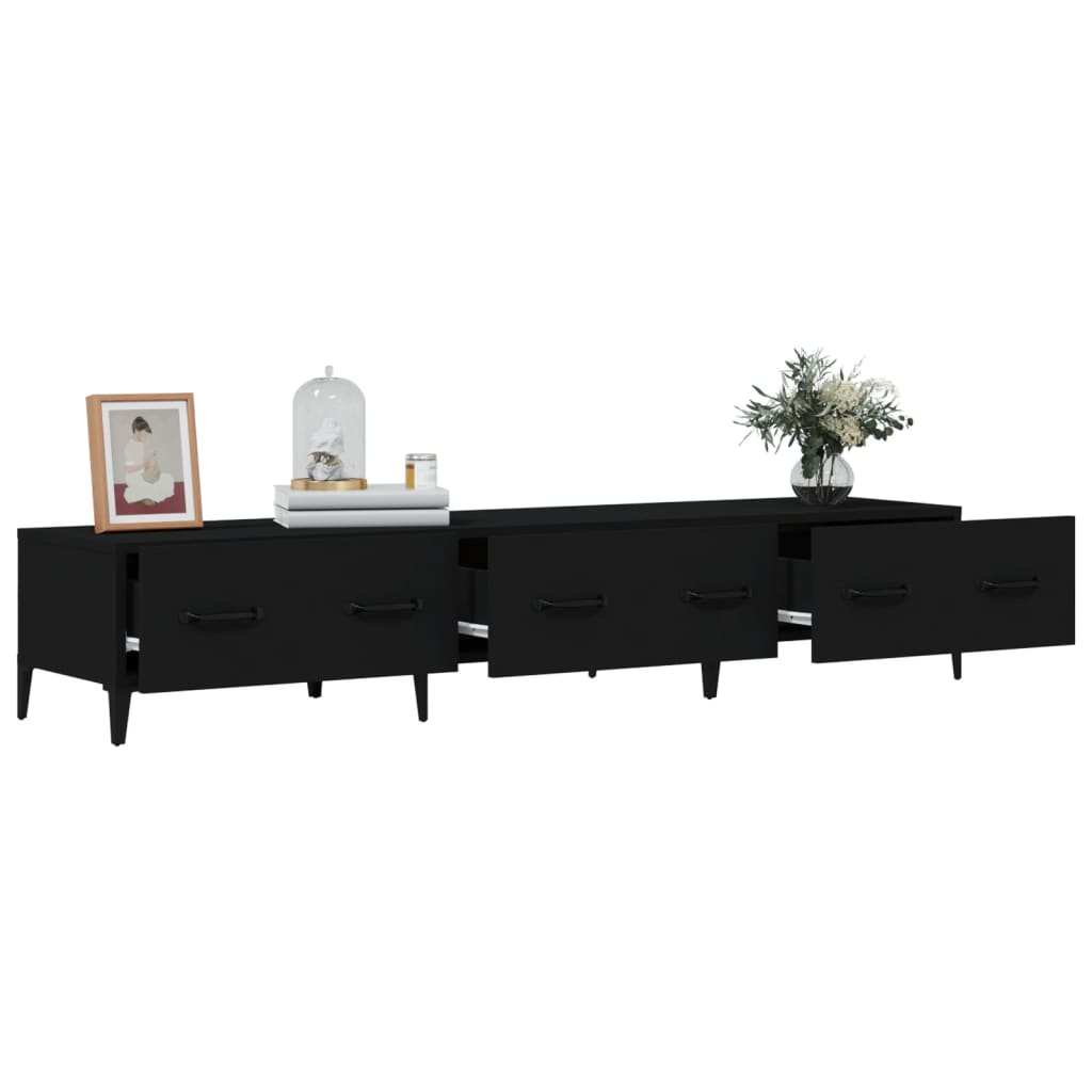 Black TV cabinet 150x34.5x30 cm Engineered wood