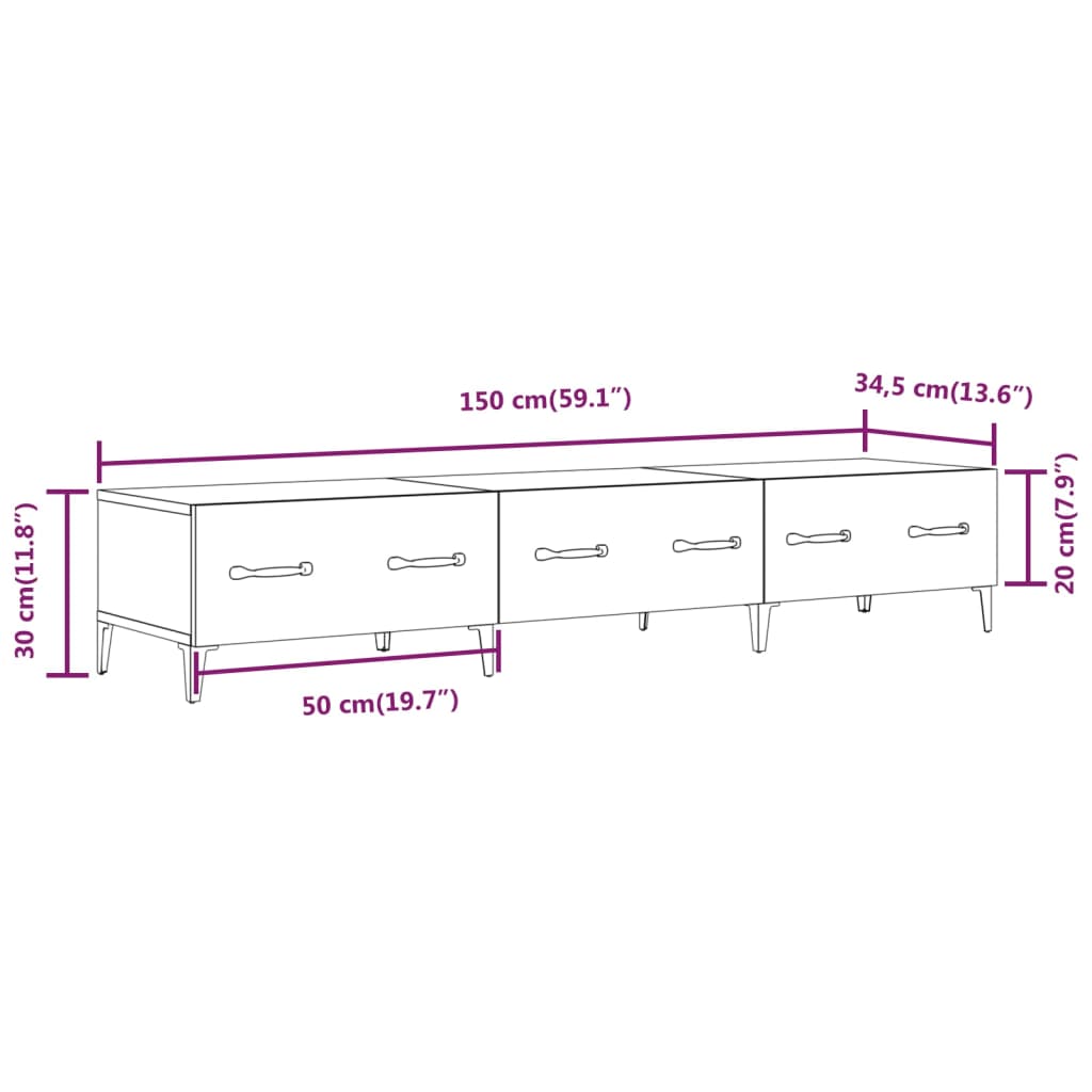 Meuble TV Chêne sonoma 150x34,5x30 cm Bois d'ingénierie