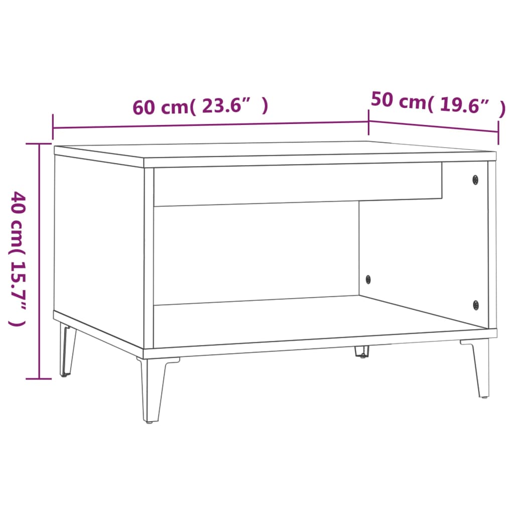 Table basse Blanc brillant 60x50x40 cm Bois d'ingénierie