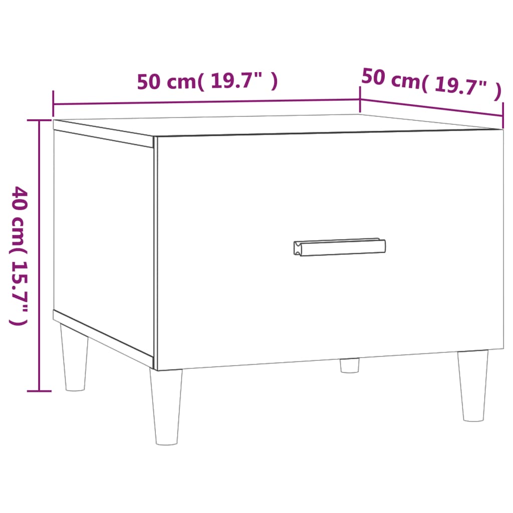 Tables basses 2 pcs blanc 50x50x40 cm bois d'ingénierie