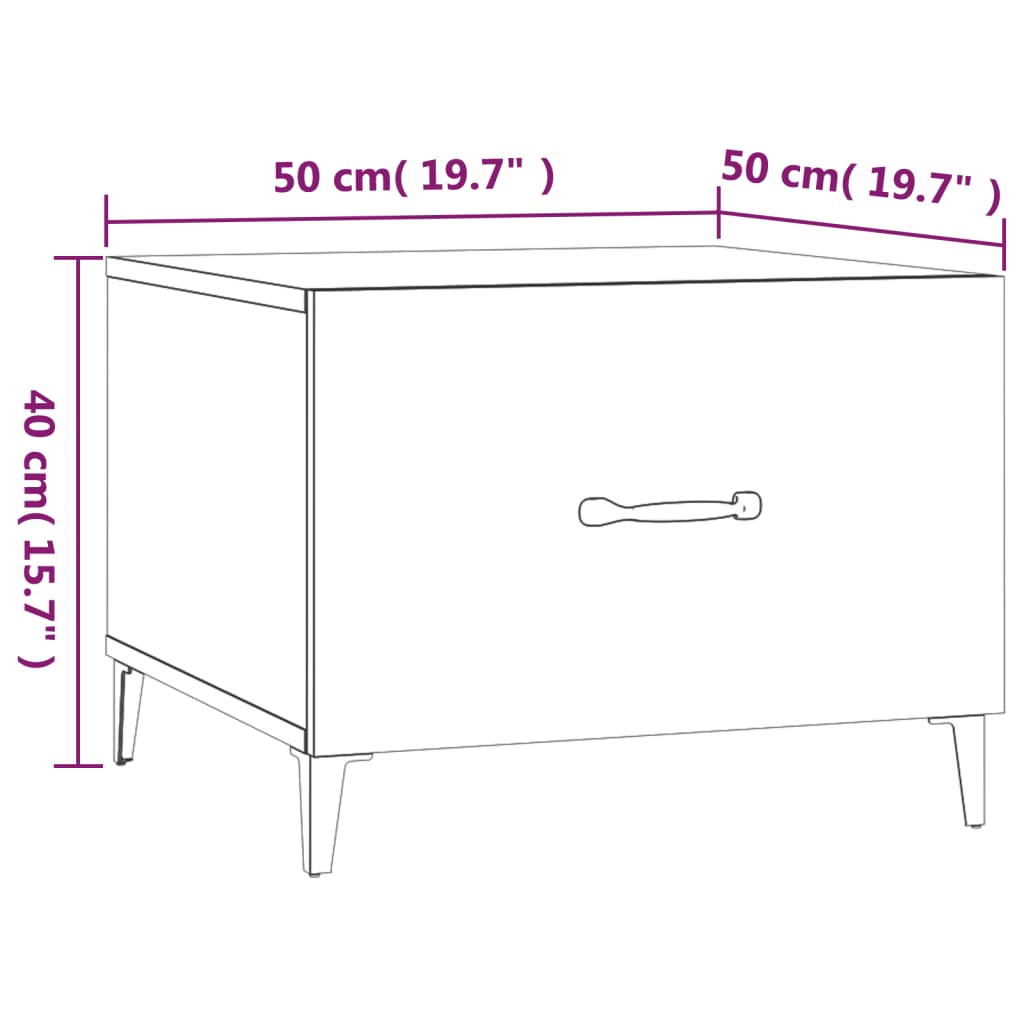 Table basse avec pieds en métal Blanc 50x50x40 cm