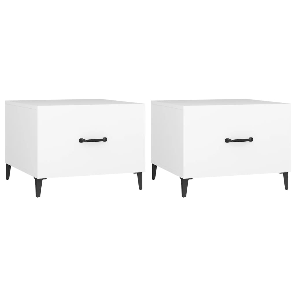 Tables basses avec pieds en métal 2 pcs Blanc 50x50x40 cm