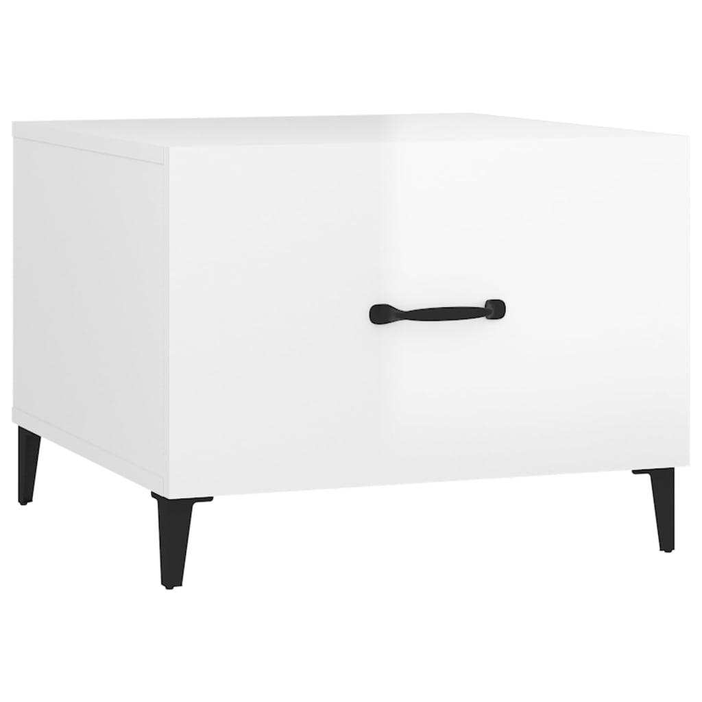 Tables basses avec pieds métal 2 pcs Blanc brillant 50x50x40 cm