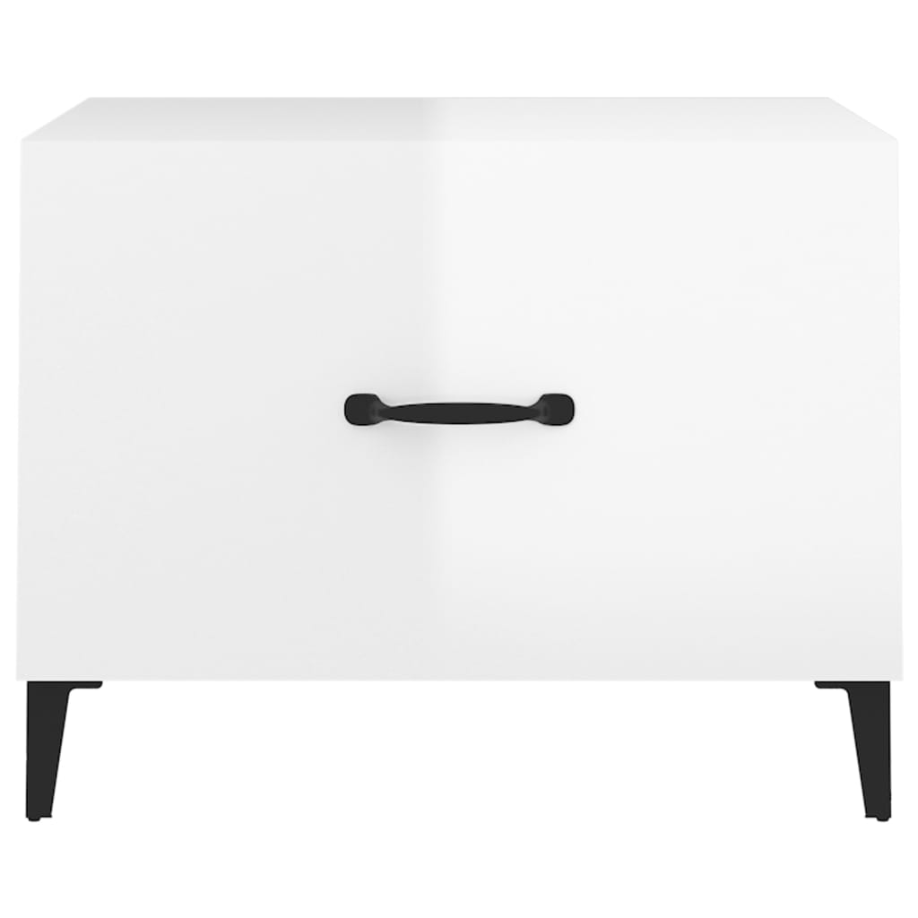 Tables basses avec pieds métal 2 pcs Blanc brillant 50x50x40 cm