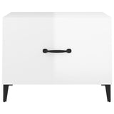 Tables basses avec pieds métal 2 pcs Blanc brillant 50x50x40 cm