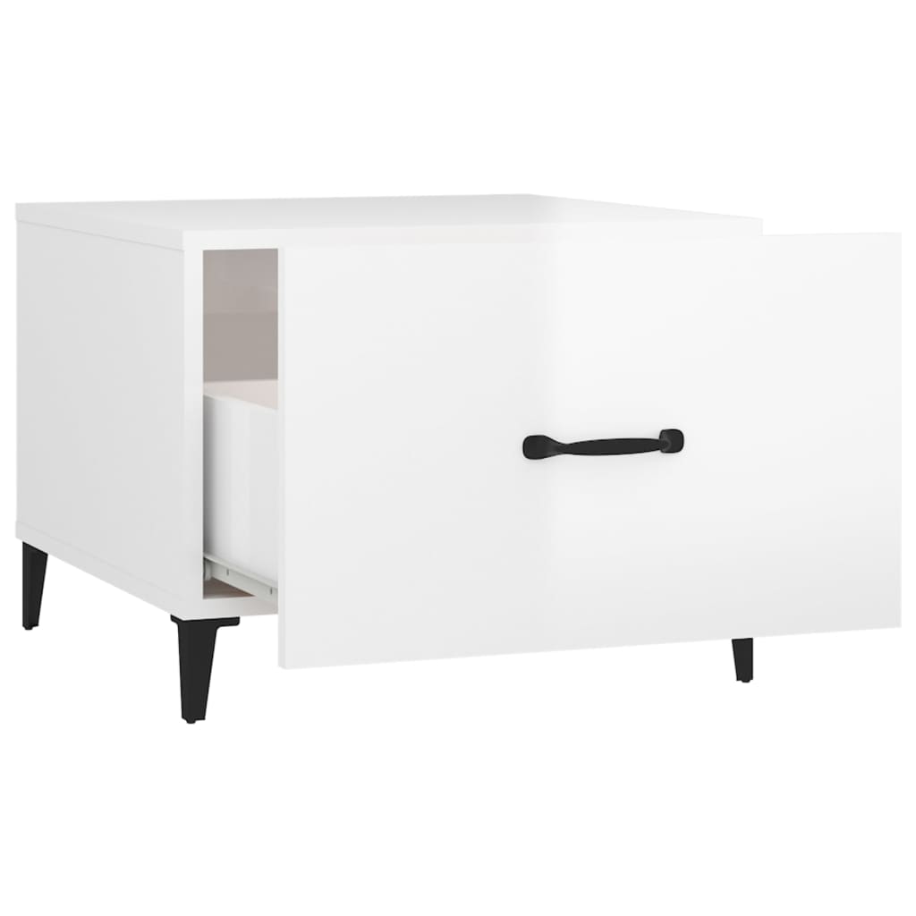 Tables basses avec pieds métal 2 pcs Blanc brillant 50x50x40 cm