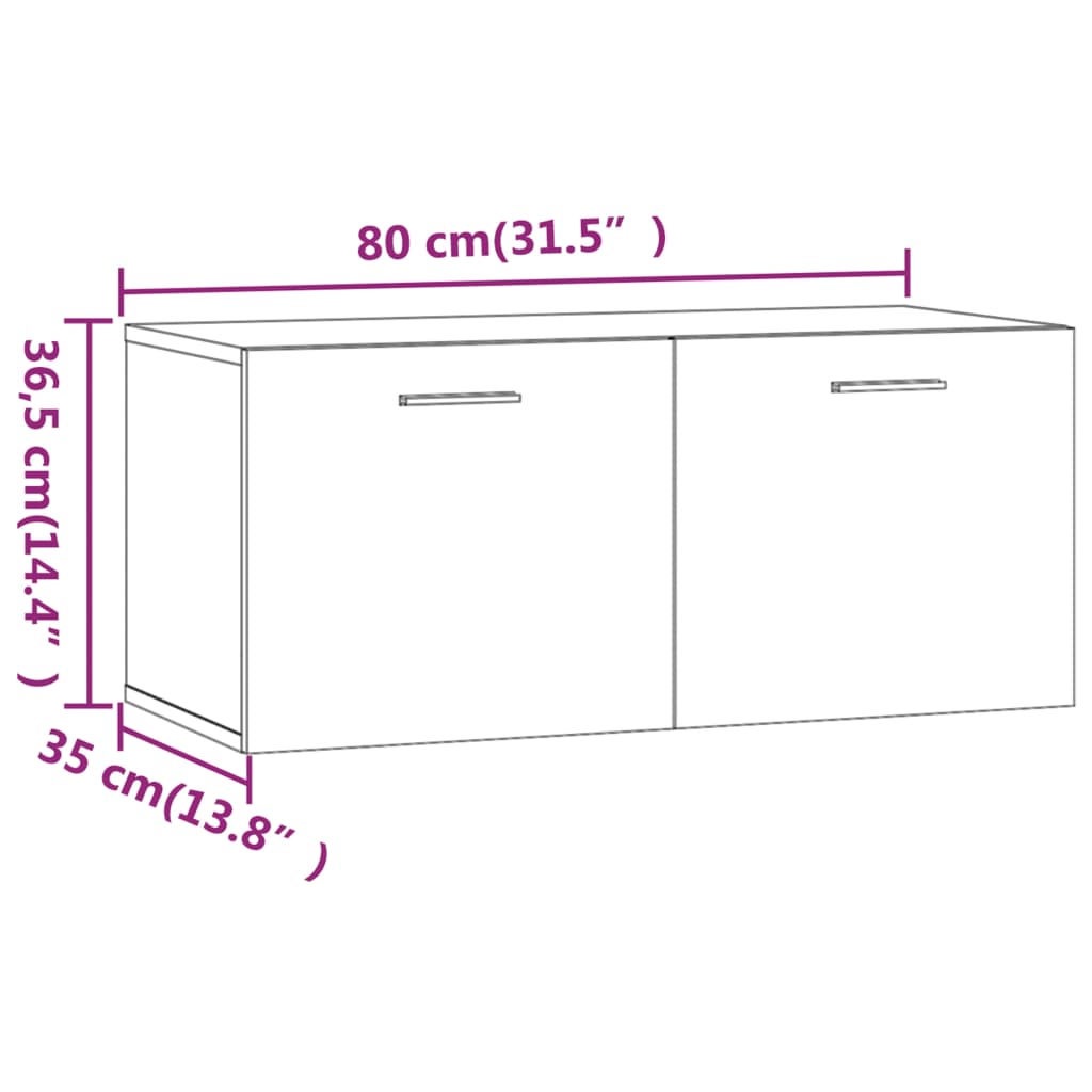 Armoire murale Gris béton 80x35x36,5 cm Bois d'ingénierie