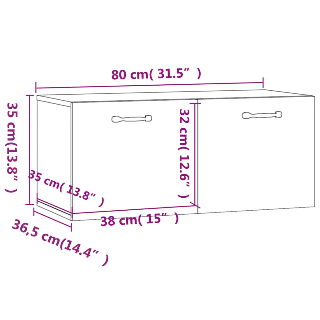 Armoire murale blanc brillant 80x36,5x35 cm bois d'ingénierie