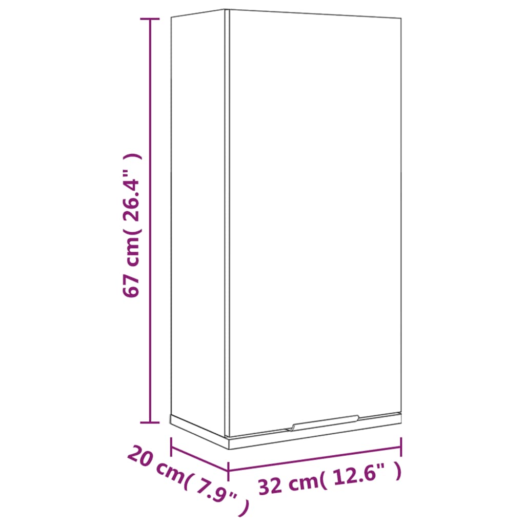 Armoire de salle de bain murale Chêne fumé 32x20x67 cm