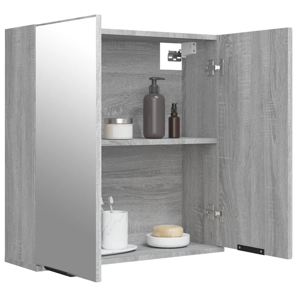 Armoire à miroir de salle de bain Sonoma gris 64x20x67 cm