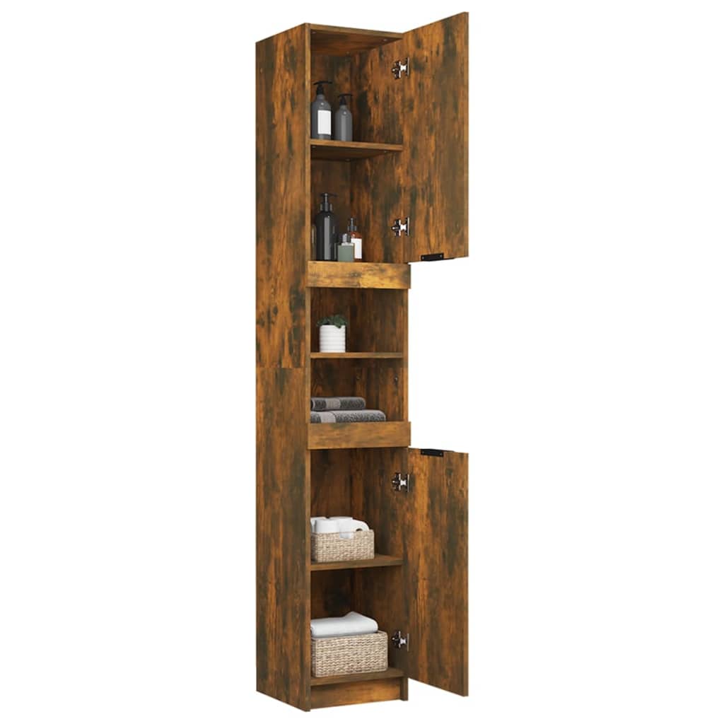 Armoire de bain Chêne fumé 32x34x188,5 cm Bois d'ingénierie