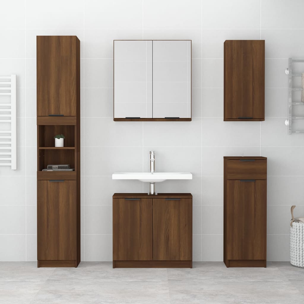 Bathroom cabinet Brown oak 32x34x188.5 cm Engineered wood