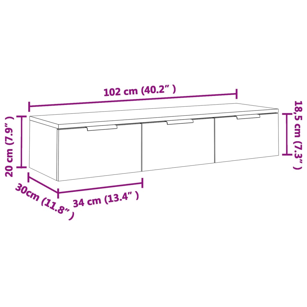 Armoire murale Chêne fumé 102x30x20 cm Bois d'ingénierie