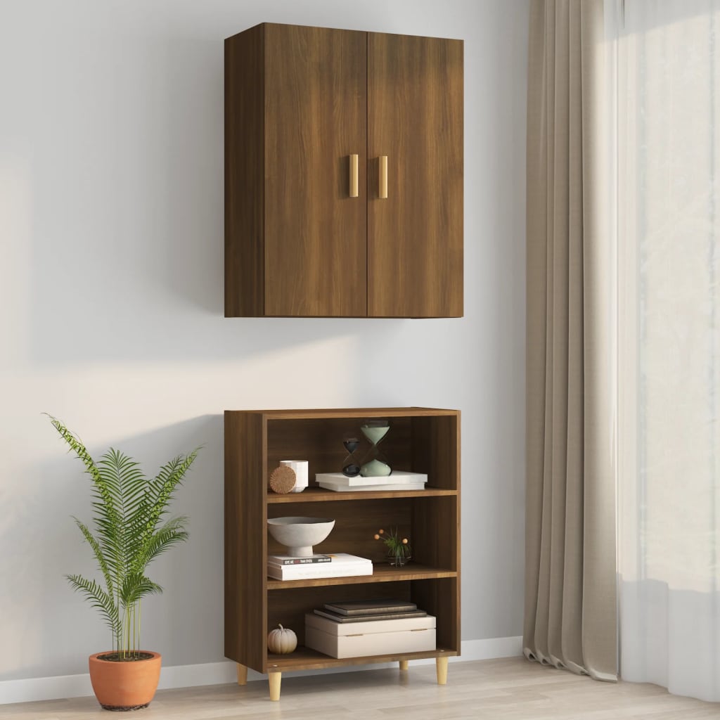 Hanging wall cabinet Brown oak 69.5x34x90 cm