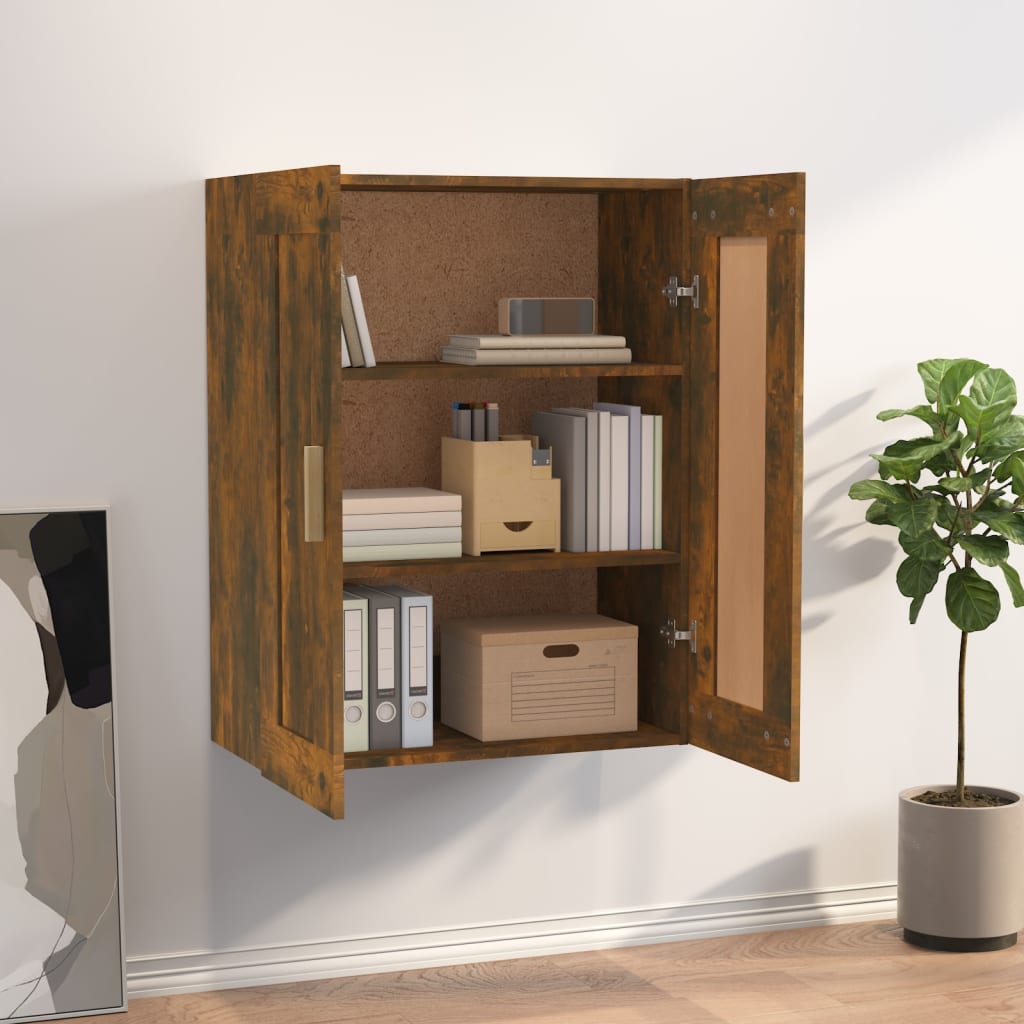 Armoire murale chêne fumé 69,5x32,5x90 cm bois d'ingénierie