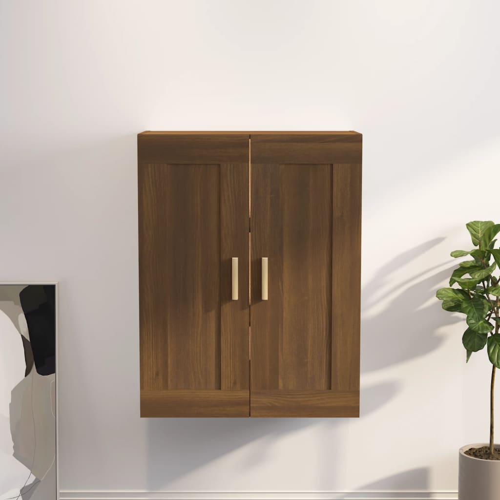 Brown oak wall cabinet 69.5x32.5x90 cm engineered wood