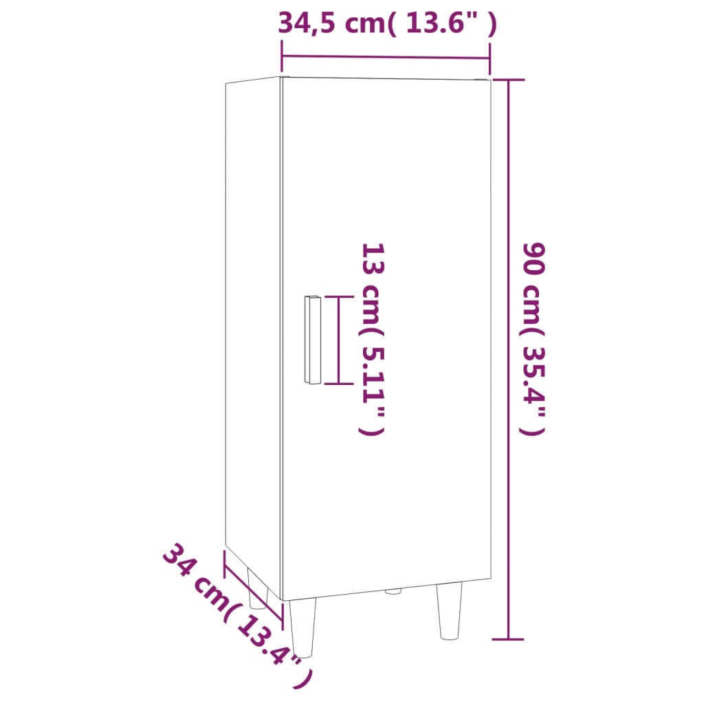 Buffet Chêne fumé 34,5x34x90 cm Bois d'ingénierie