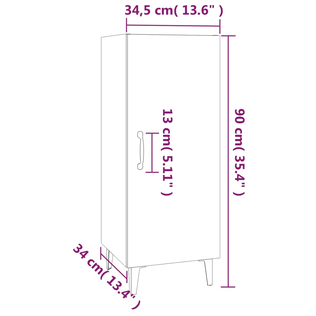 Buffet Chêne marron 34,5x34x90 cm Bois d'ingénierie