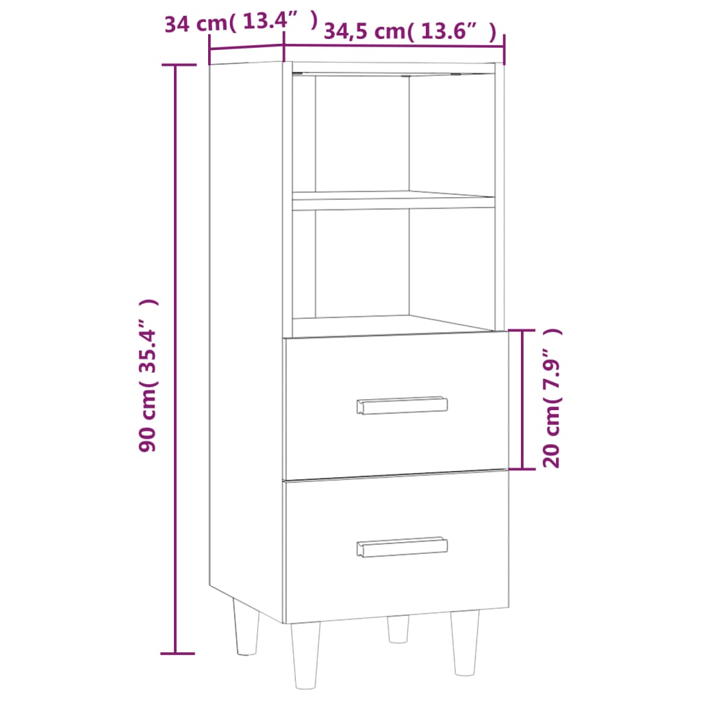 Sideboard Brown Oak 34.5x34x90 cm Engineered wood