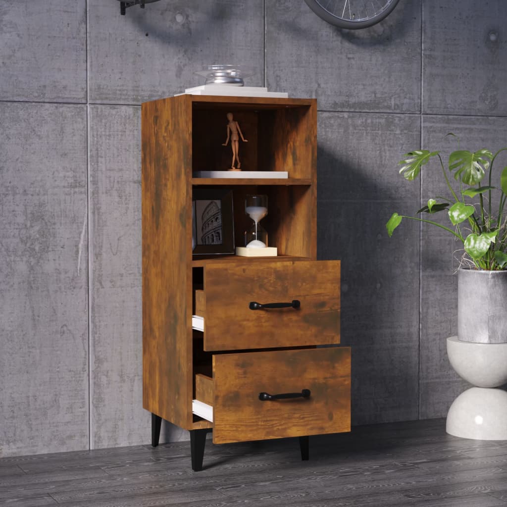 Buffet Chêne fumé 34,5x34x90 cm Bois d'ingénierie