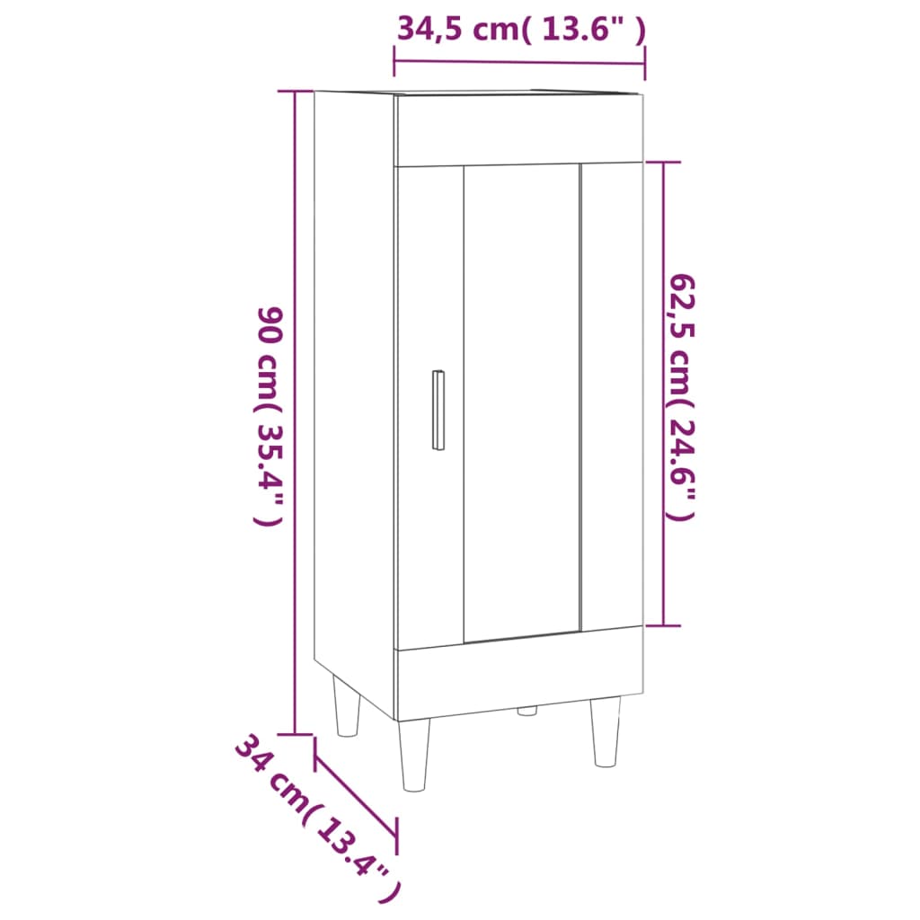 Sonoma graues Sideboard 34,5x34x90 cm Holzwerkstoff