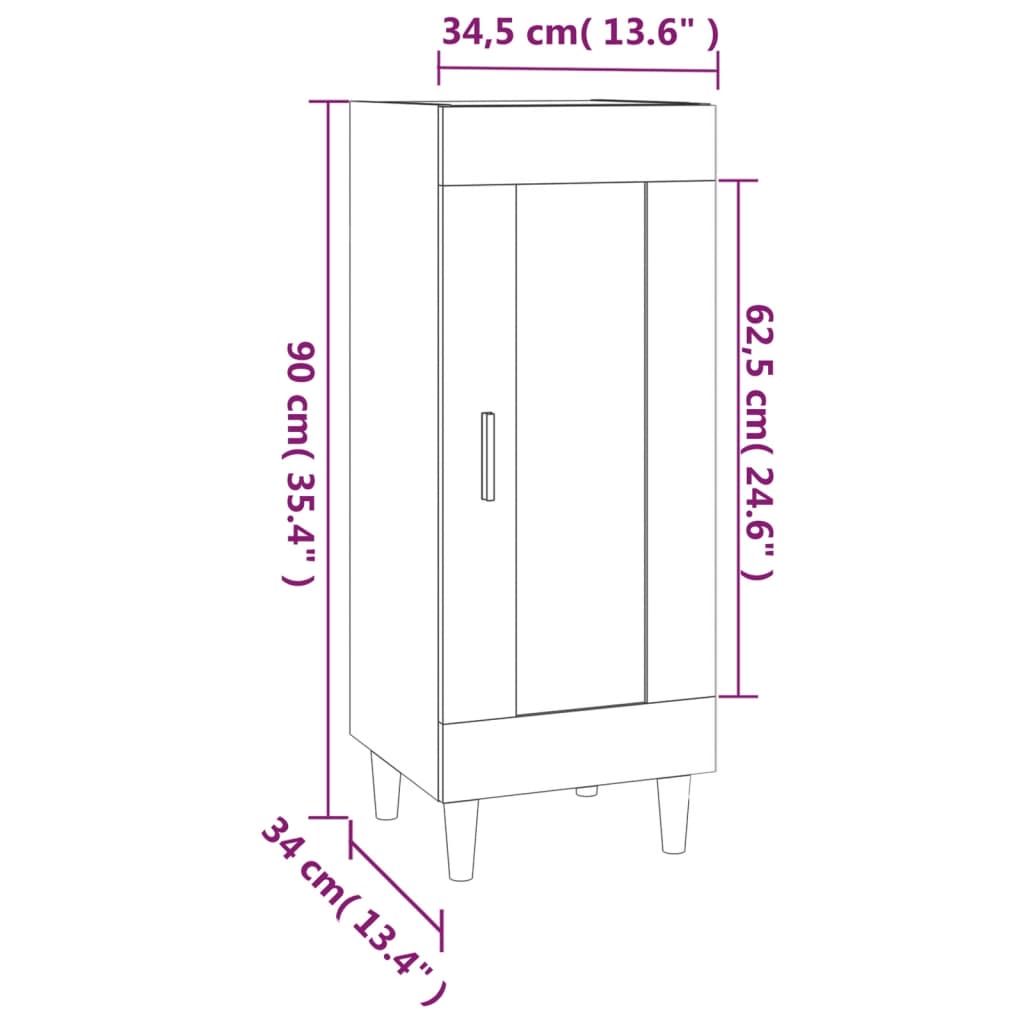 Buffet Chêne marron 34,5x34x90 cm Bois d'ingénierie