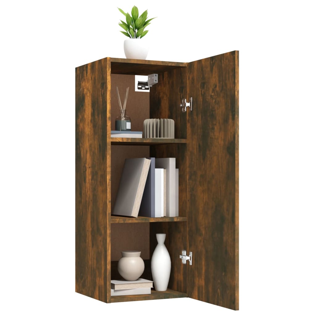 Armoire murale Chêne fumé 34,5x34x90 cm Bois d'ingénierie