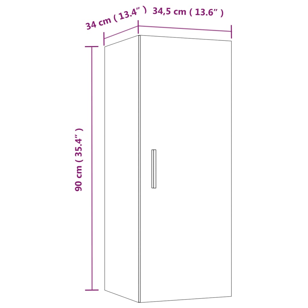 Armoire murale Chêne fumé 34,5x34x90 cm Bois d'ingénierie