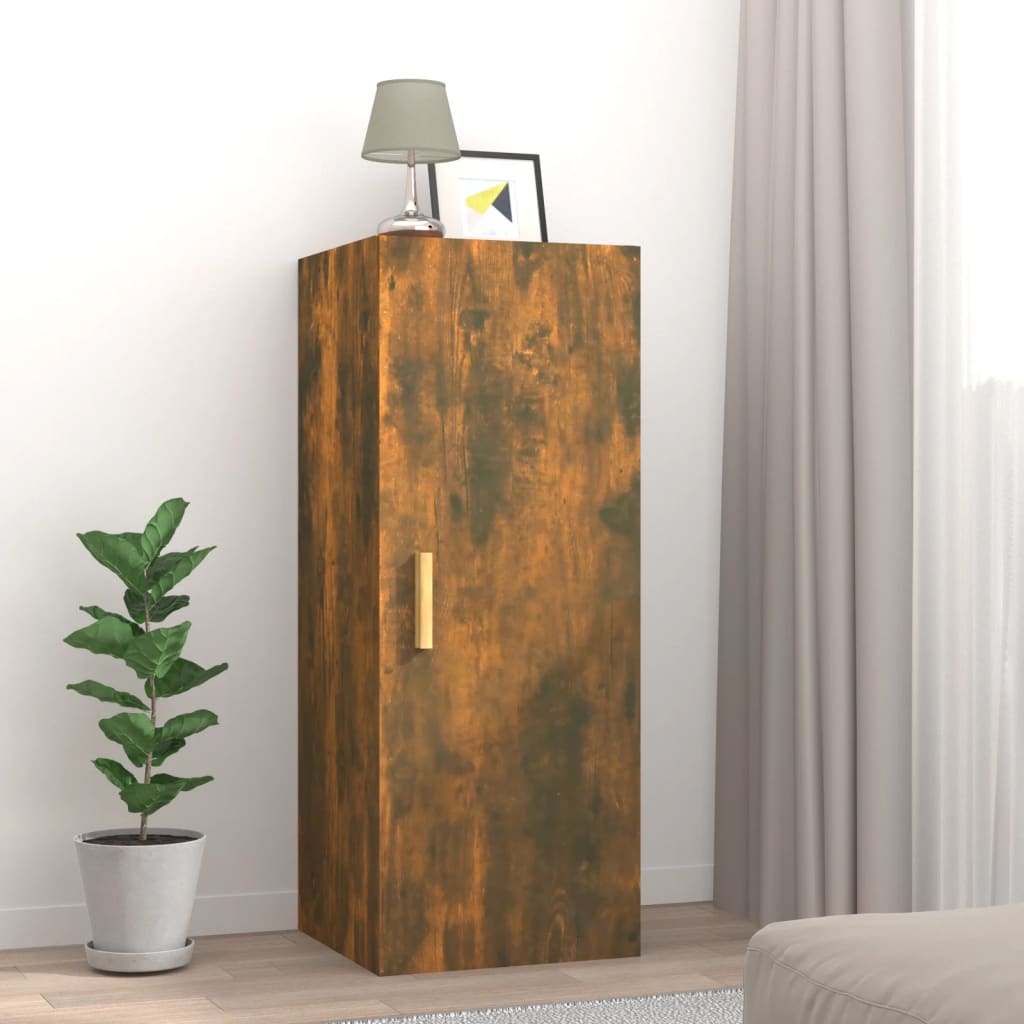 Armoire murale Chêne fumé 34,5x34x90 cm Bois d'ingénierie