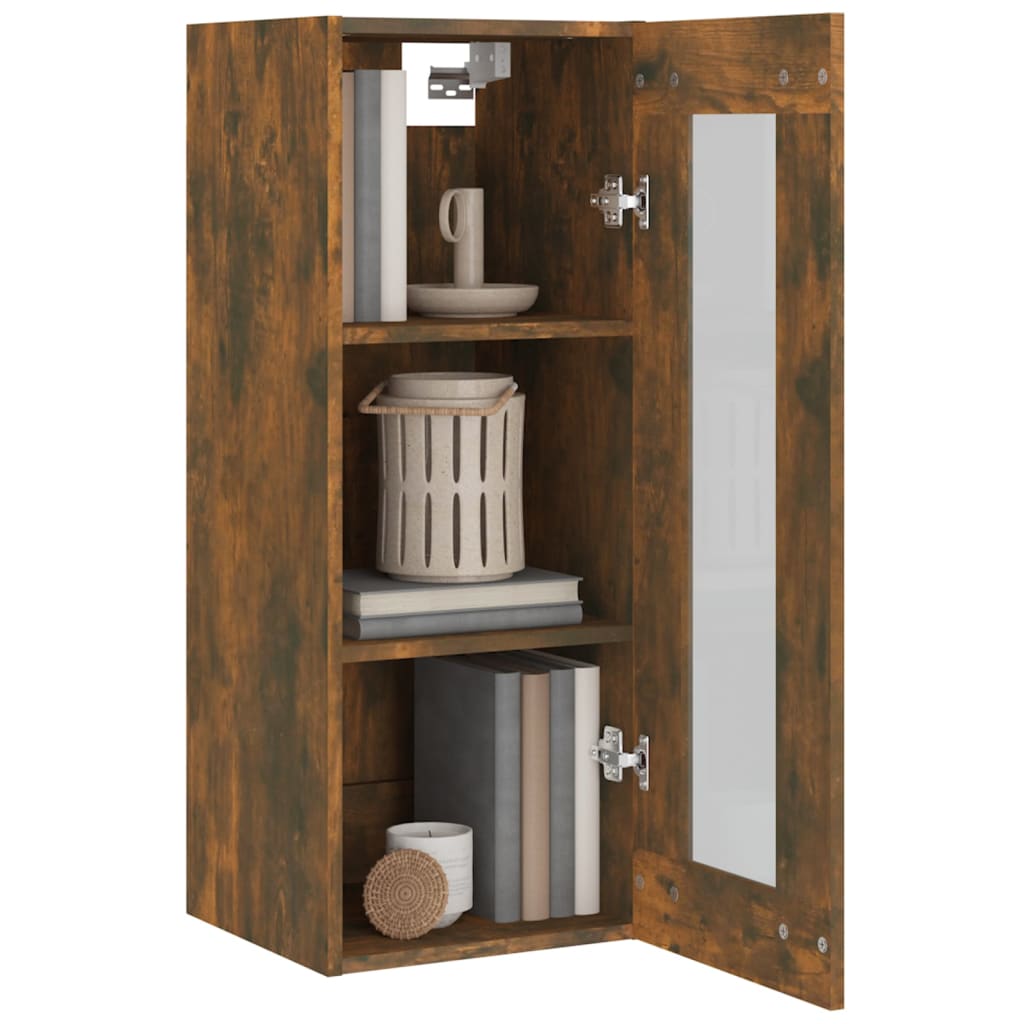 Armoire murale suspendue Chêne fumé 34,5x34x90 cm