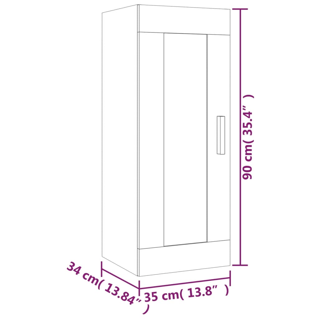 Armoire murale Sonoma gris 35x34x90 cm Bois d'ingénierie