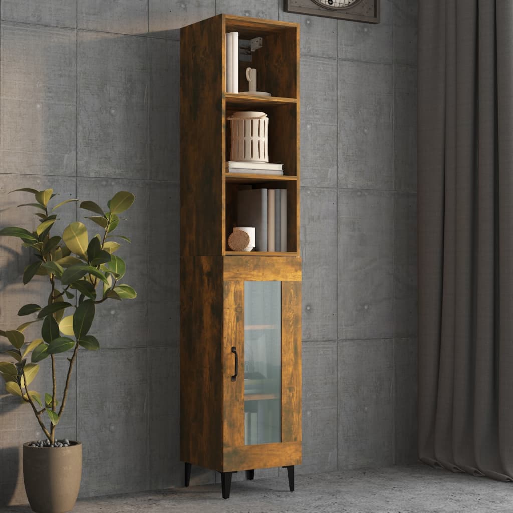 Armoire murale chêne fumé 34,5x32,5x90 cm bois d'ingénierie