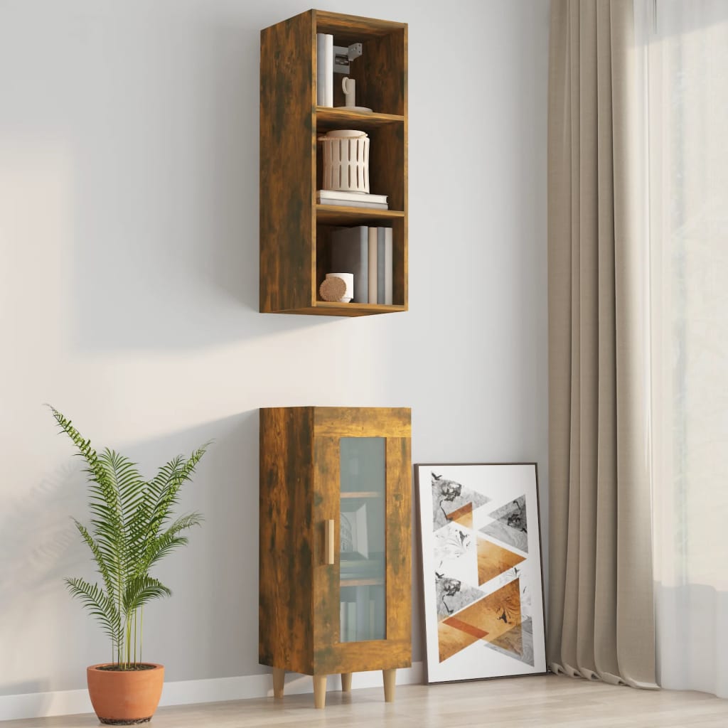 Armoire murale chêne fumé 34,5x32,5x90 cm bois d'ingénierie