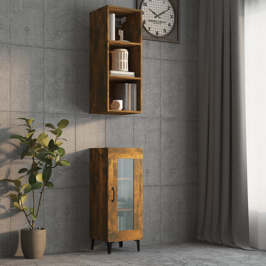 Armoire murale chêne fumé 34,5x32,5x90 cm bois d'ingénierie