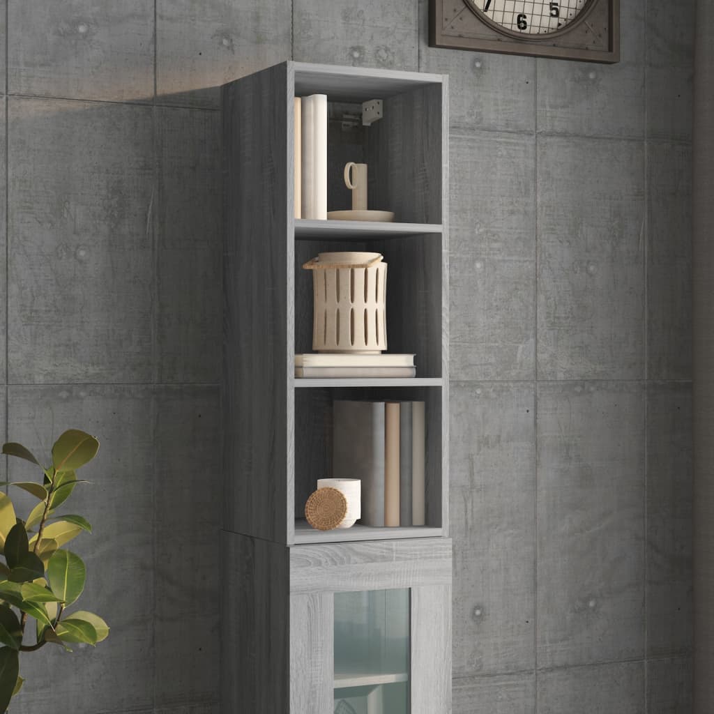 Armoire murale sonoma gris 34,5x32,5x90 cm bois d'ingénierie