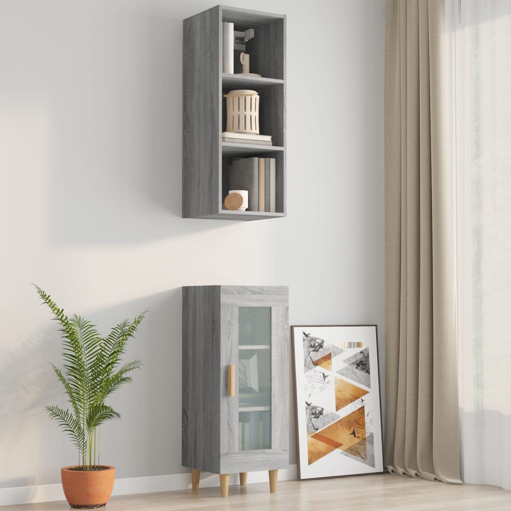 Armoire murale sonoma gris 34,5x32,5x90 cm bois d'ingénierie