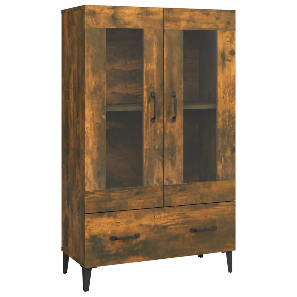 Buffet haut Chêne fumé 70x31x115 cm Bois d'ingénierie