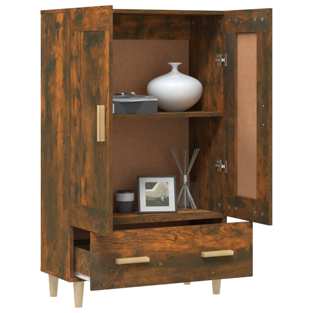 Buffet haut Chêne fumé 70x31x115 cm Bois d'ingénierie