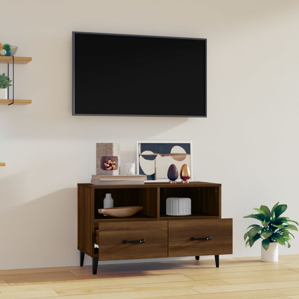 Meuble TV Chêne marron 80x36x50 cm Bois d'ingénierie